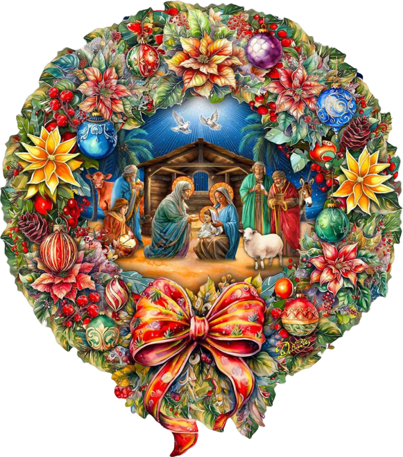 Nativity Wreath Holiday Door Decor