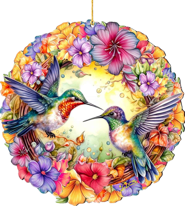 Hummingbirds Wreath Christmas Ornament