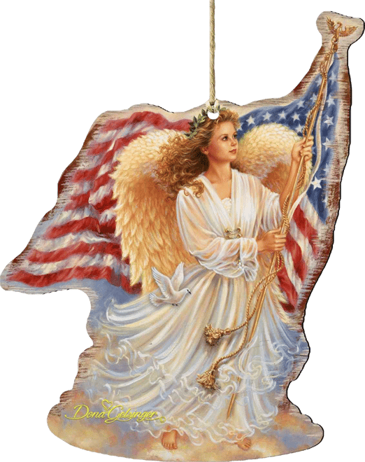 American Angel Wooden Ornament