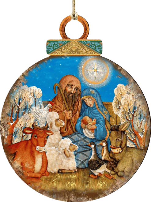 Nativity Scene Wooden Ornament