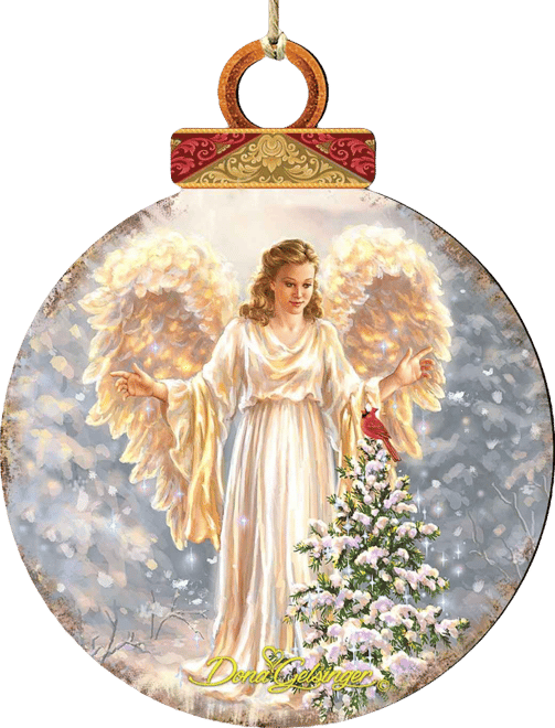 Woodland Angel Wood Christmas Ornament