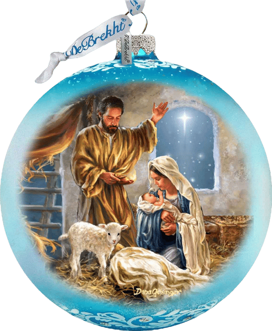 G. Debrekht A Child Is Born Nativity Le Glass Ornament