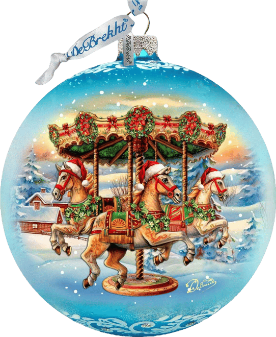 G. Debrekht Winter Carousel Le Glass Christmas Ornament