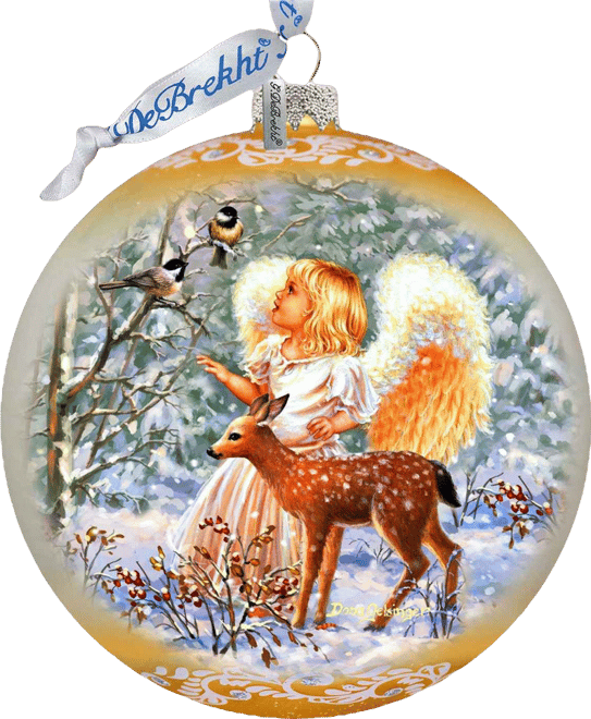 G. Debrekht Guardian Angel Fawn Le Glass Ornament