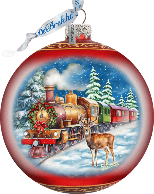G. Debrekht Antler Express Le Glass Christmas Ornament