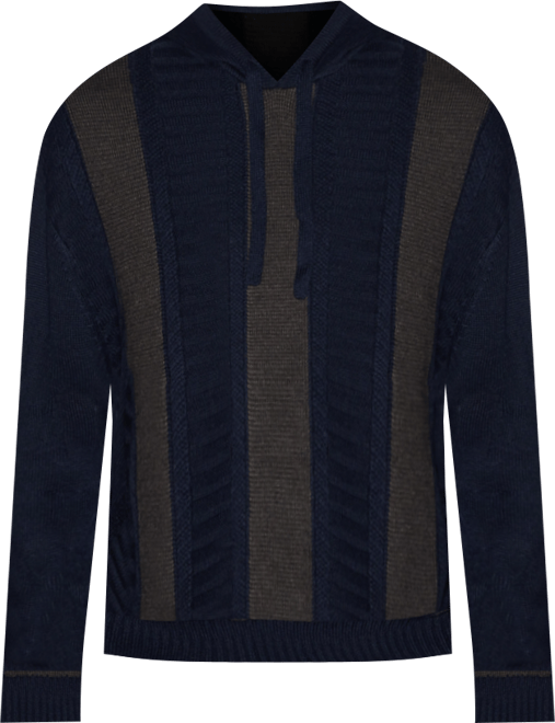 Men's Wool Color Block with Hood Sweater