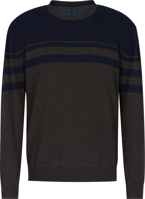 Men's Long Sleeve Wool Blend Color Block Sweater
