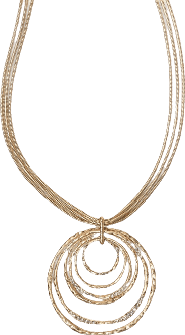 Pave Multirow Circle Pendant Necklace, 18" + 3" extender, Macy's Exclusive