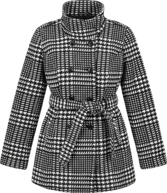 Juniors' Plaid Micro-Fleece Belted Jacket
