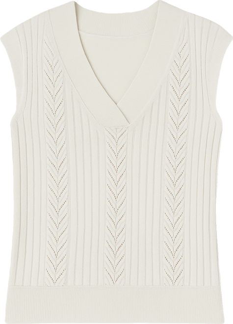 Women's V-Neck Pointelle Sweater