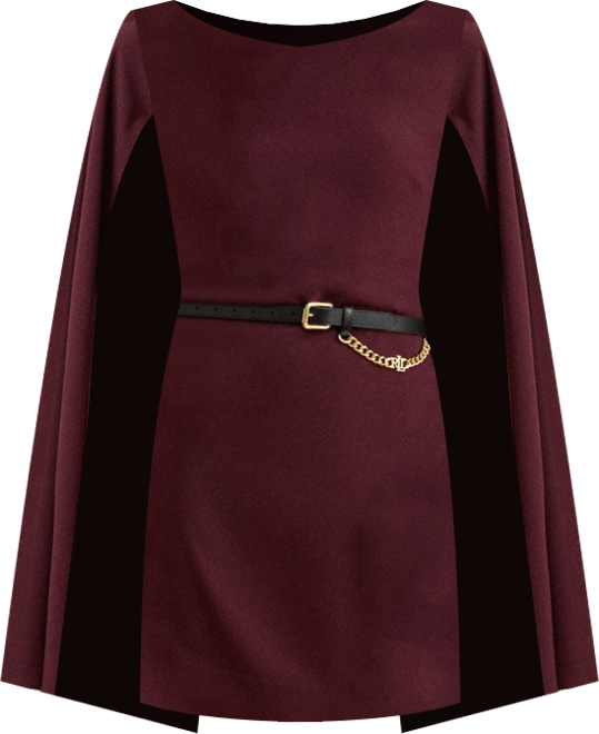 Women's Caped Crew Neck Cocktail Dress
