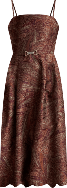 Women's Paisley Belted Cocktail Dress