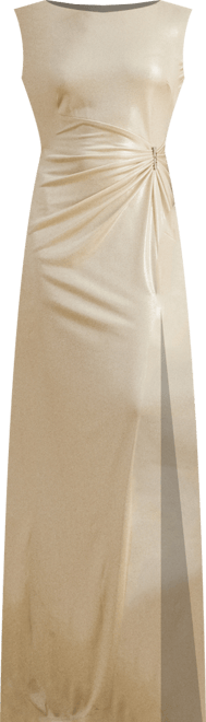 Women's Buckle-Trim Metallic Gown