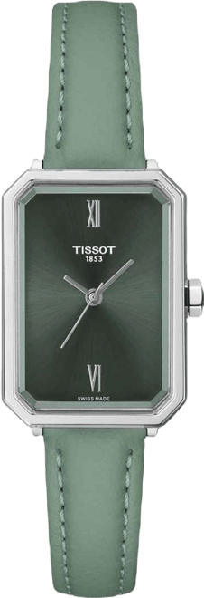 Women's Quartz Green Leather Strap Watch, 21.80mm