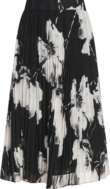 Women's Pleated Printed Midi Skirt