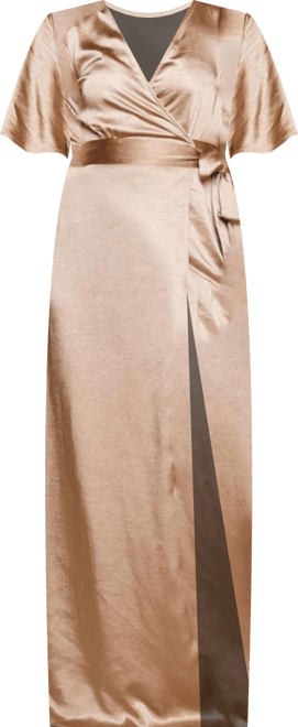 Women's Wrap Tie Satin Bridesmaid Dress