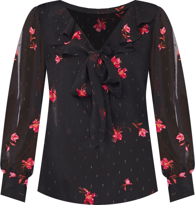 Women's Ruffle Tie V-Neck Top