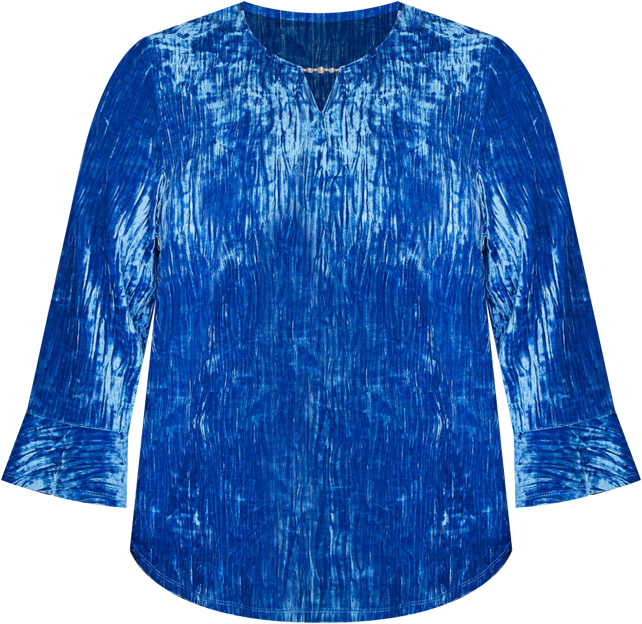 Plus Size Barcelona Crushed Velvet Keyhole Bell Sleeve Top