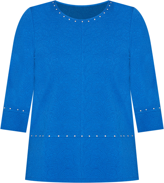 Plus Size Barcelona Solid Floral Jacquard Knit Top