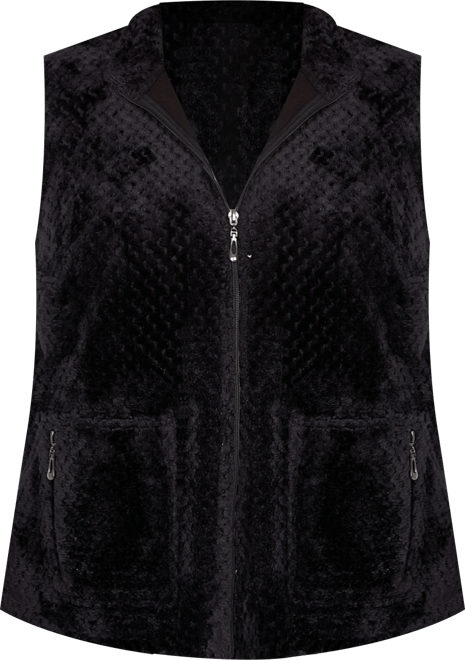 Plus Size Barcelona Plush Fleece Lined Mock Neck Vest