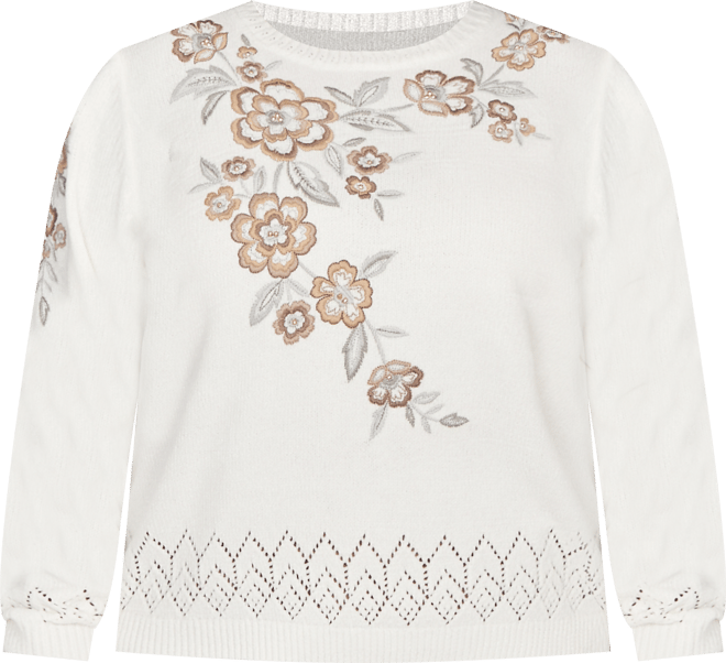 Plus Size Vienna Floral Embroidered Chenille Sweater