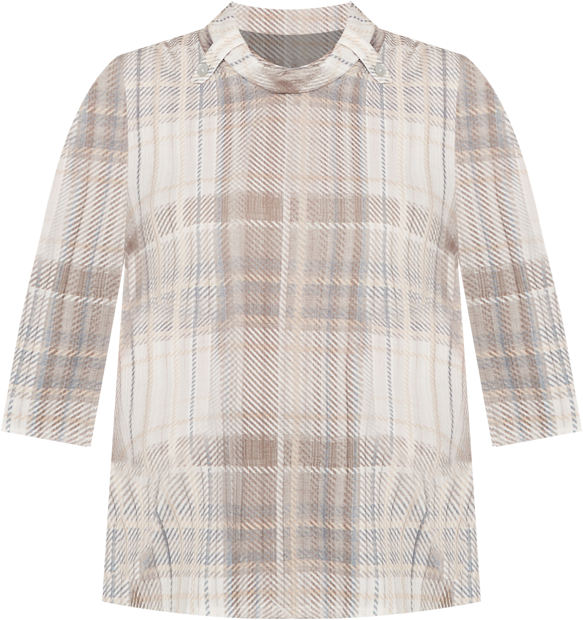 Plus Size Vienna Draped Cowl Neckline Plaid Knit Top