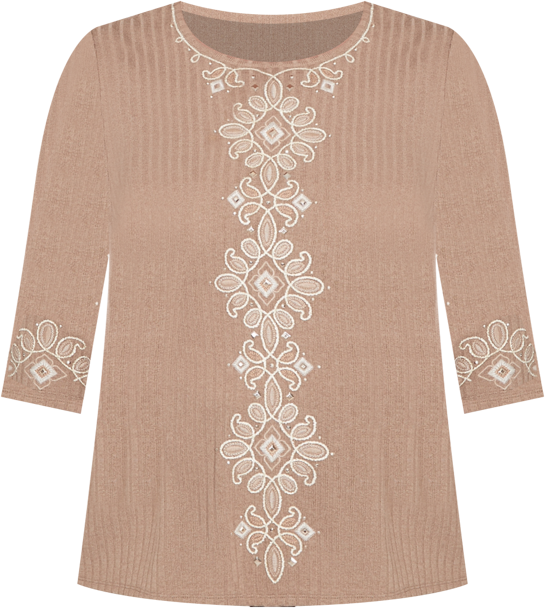 Plus Size Vienna Embroidered Medallion Center Knit Top