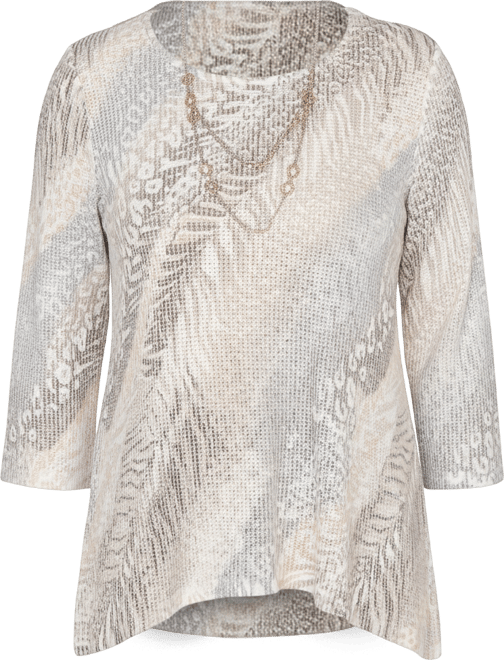 Plus Size Vienna Diagonal Animal Print Top With Necklace
