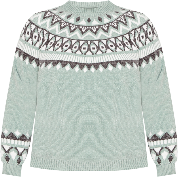 Plus Size Stockbridge Fair Isle Pattern Chenille Sweater