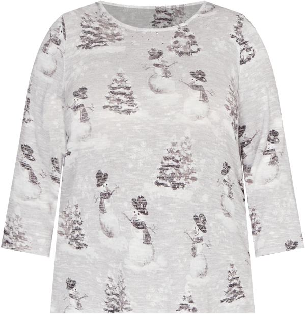 Plus Size Stockbridge Playful Snowmen Scene Knit Top