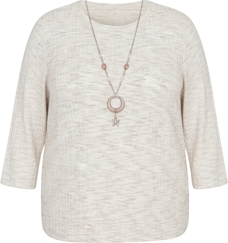 Plus Size Calm Luxe Space Dye Knit Top With Necklace