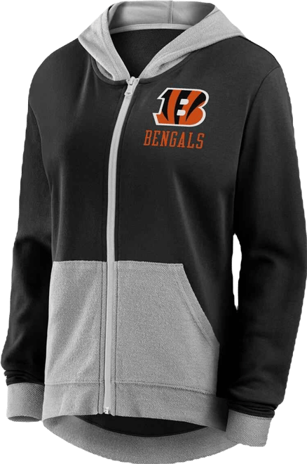 Women's Black Cincinnati Bengals Hit It French Terry Full-Zip Hoodie