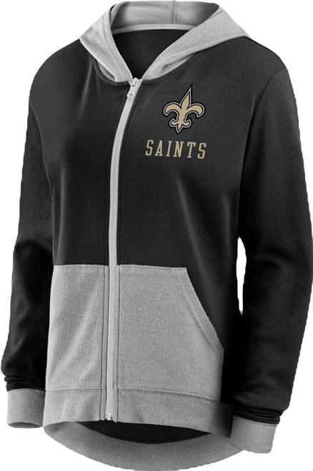 Women's Black New Orleans Saints Hit It French Terry Full-Zip Hoodie