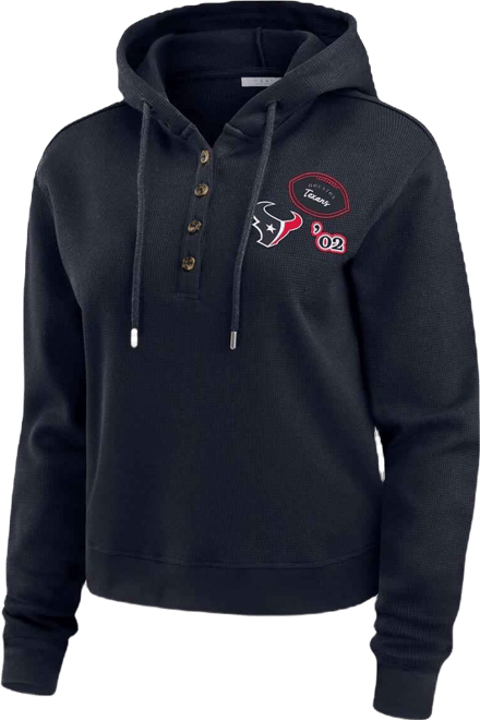Women's Navy Houston Texans Waffle Hoodie Pullover Top