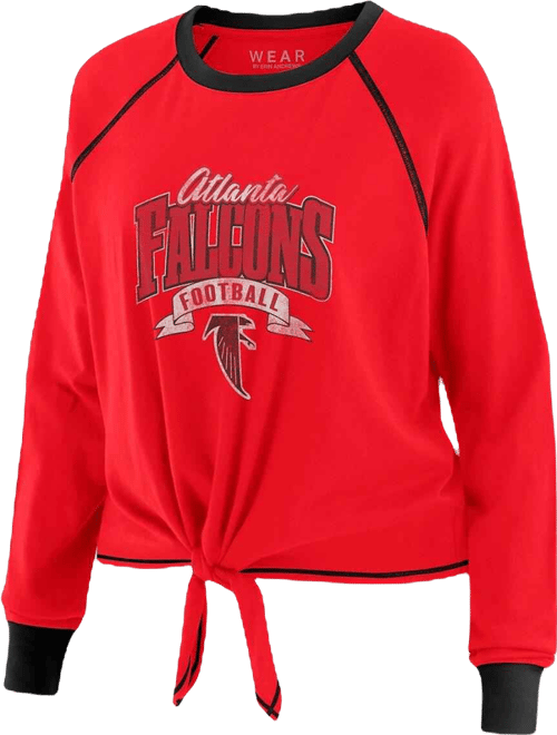 Women's Red/Black Atlanta Falcons Plus Size Tie-Front Long Sleeve Top
