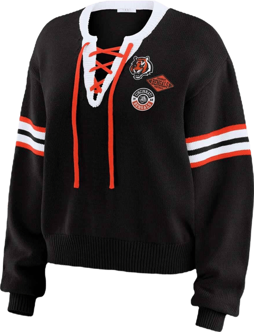 Women's Black Cincinnati Bengals Lace-Up Sweater