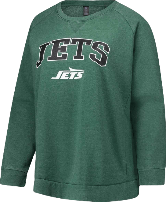 Women's Heather Green New York Jets Plus Size Acid Wash Raglan Sweatshirt
