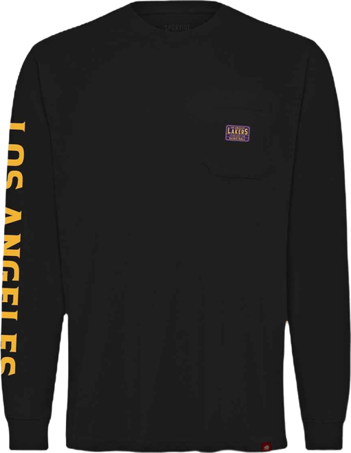 Men's and Women's Black Los Angeles Lakers Wales Heavyweight Pocket Long Sleeve T-Shirt