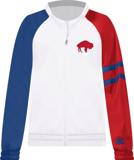Women's White Buffalo Bills Curve Ball Raglan Full-Zip Track Jacket