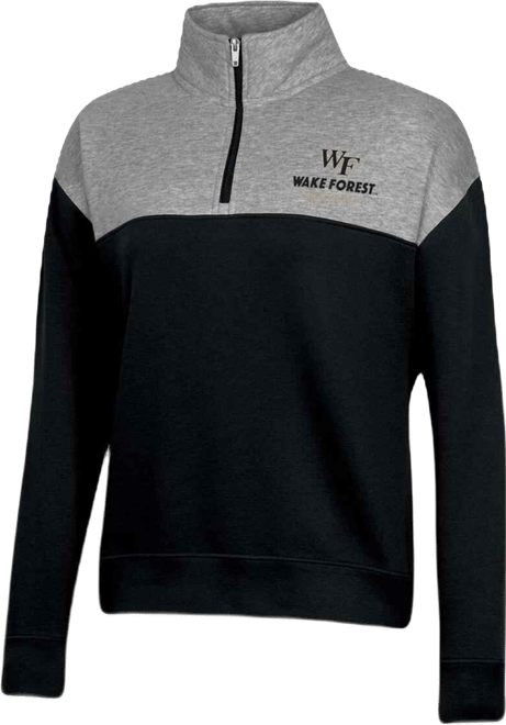 Women's Black Wake Forest Demon Deacons Color-Blocked Quarter-Zip Sweatshirt