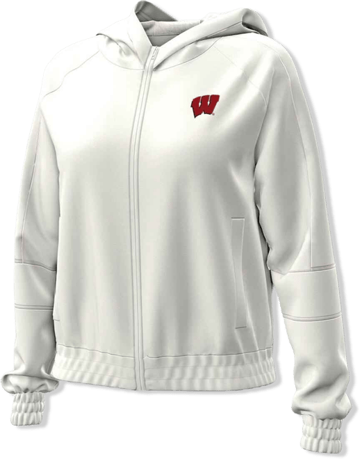 Women's Natural Wisconsin Badgers Gameday Rival Fleece Full-Zip Cropped Hoodie