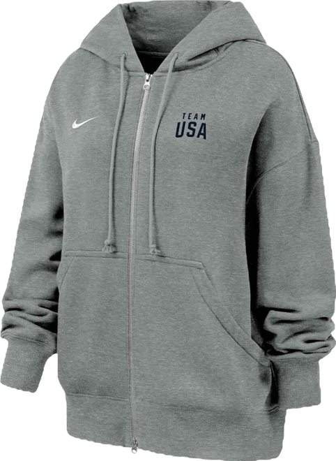 Women's Heather Gray Team Usa Phoenix Fleece Full-Zip Hoodie