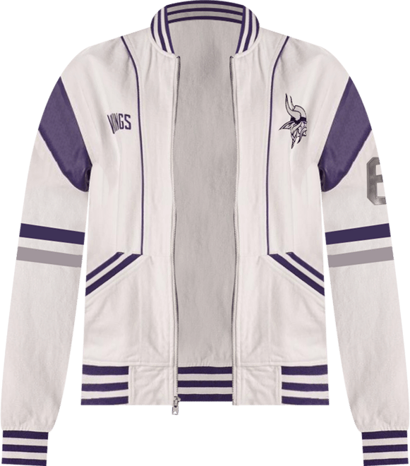 Men's and Women's White Minnesota Vikings Oversized Retro Full-Zip Jacket