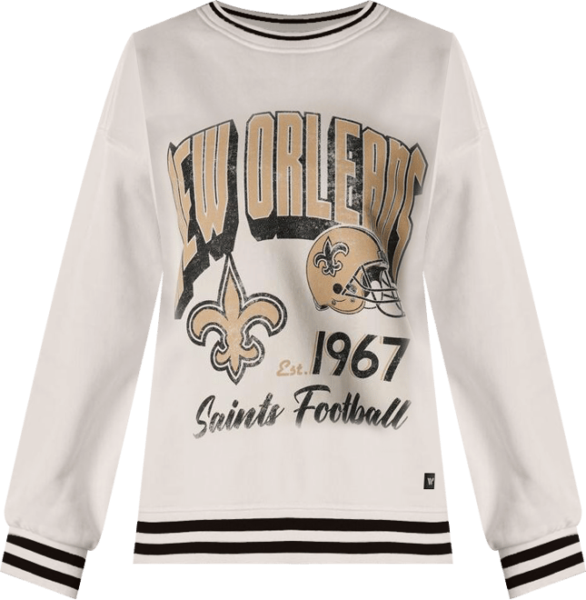 Women's Cream New Orleans Saints Oversized Vintage French Terry Sweatshirt