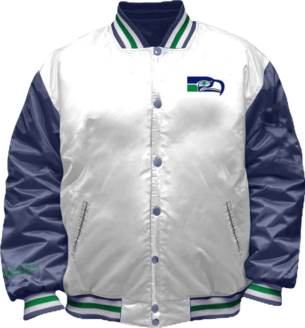 Women's White Seattle Seahawks Throwback Plus Size Full-Snap Satin Jacket