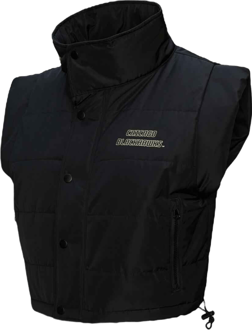 Women's&nbsp;Black Chicago Blackhawks Cropped Full-Zip Puffer Vest