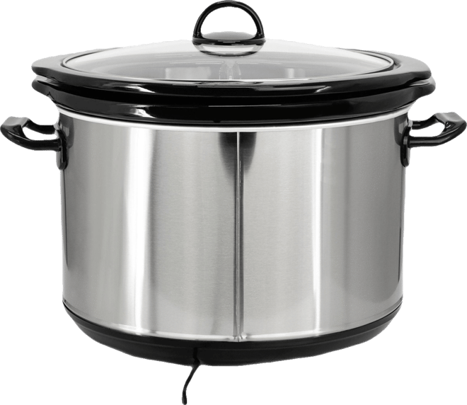 5.6Liter + 2.5 Liter Split Stainless Steel Electric Slow Cooker in SIlver