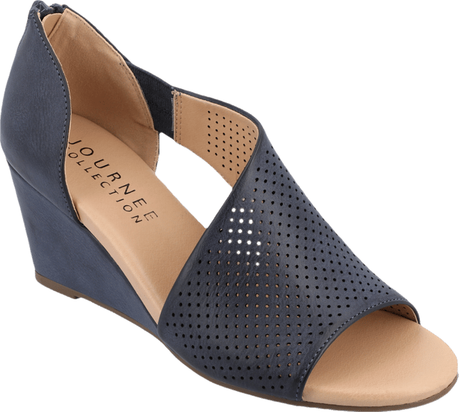 Women's Aretha Perforated Peep Toe Wedge Sandals