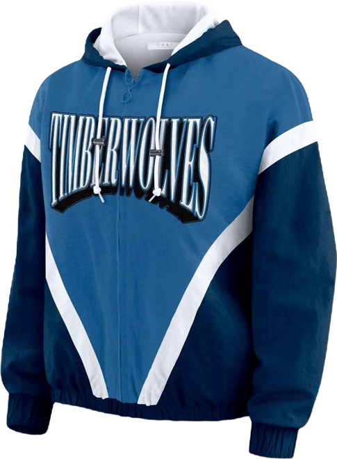 Women's Blue/Navy Minnesota Timberwolves Color-Block Full-Zip Windbreaker Jacket