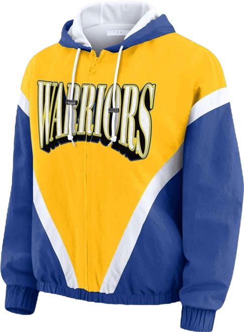 Women's Gold/Royal Golden State Warriors Color-Block Full-Zip Windbreaker Jacket